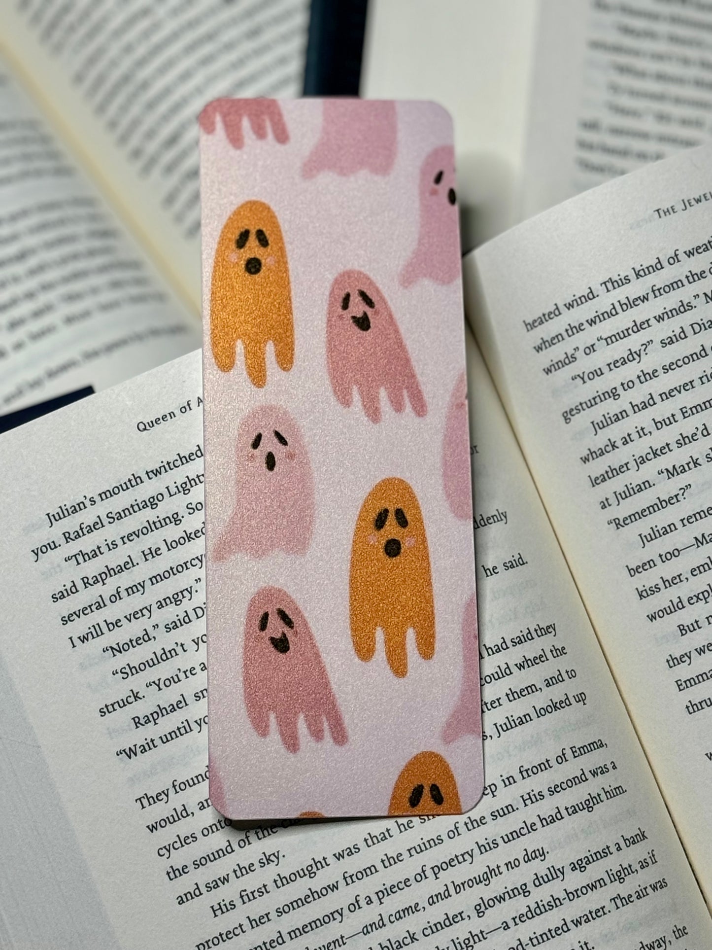 Pink & orange ghost bookmark